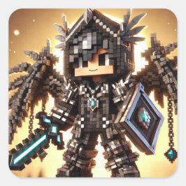 Mörken Blockstyle Dragon Diamond Sword Fyrkantigt Klistermärke