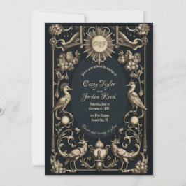 Mörken Fantasy Birds Gothic Wedding bjudande Inbjudningar