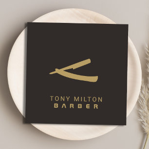 Mörken Faux Guld Razor Barber Elegant Faux Fyrkantigt Visitkort