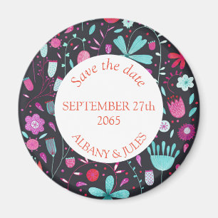 Mörken Flower Meadow Watercolor Spara datum Magnet