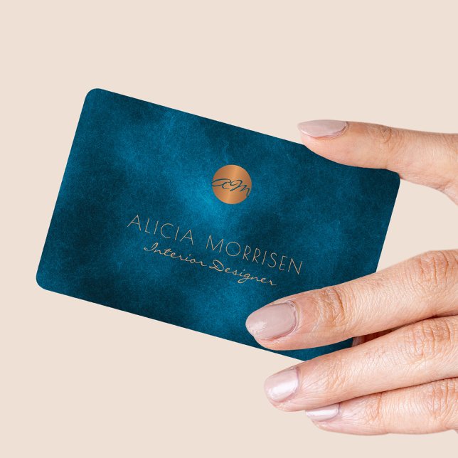 Mörken för lyxfärgad elegant, marinfärgad vattenfä visitkort (You can choose the ROUNDED CORNERS option)