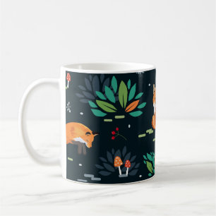 Mörken Foxes Träd Löv - bakgrund Kaffemugg