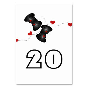 Mörken Geeky Gamers Bröllop Bord Card Bordsnummer