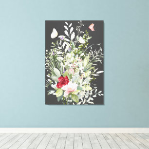 Mörken Grått för Bevalt Boho Butterfly Bouquet Canvastryck
