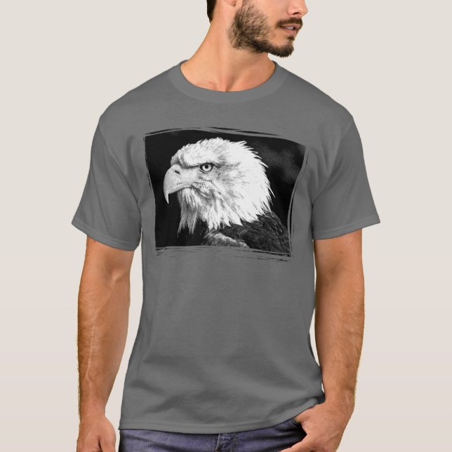 Mörken Grått Lägg till bild i Eleganten Eagle-mall T Shirt (Framsida)