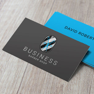 Mörken Hair Stylist i Barber Shop Blue Scissor Ele Visitkort