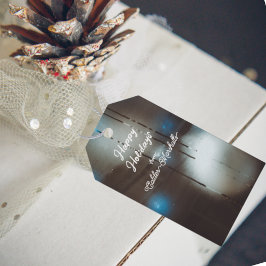 Mörken har felat Steamy Window med julbalkar Presentetikett