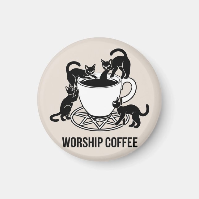 Mörken Lord Cats Worship Coffee, Worship Coffee Magnet (Framsidan)