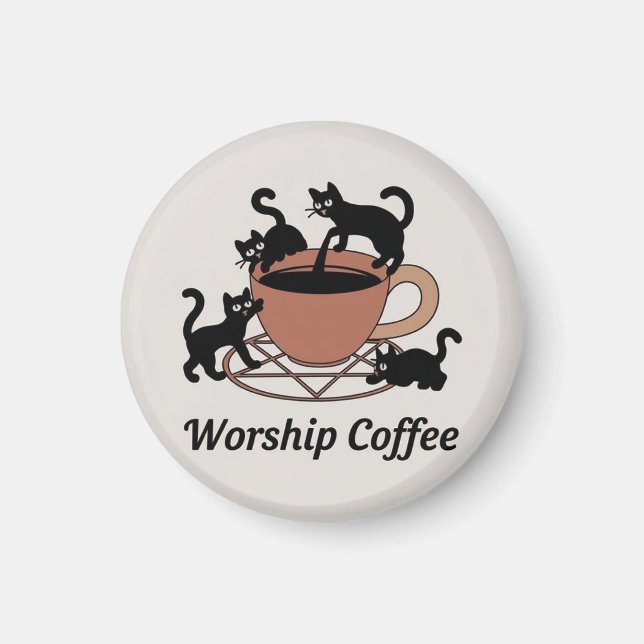 Mörken Lord Cats Worship Coffee, Worship Coffee Magnet (Framsidan)