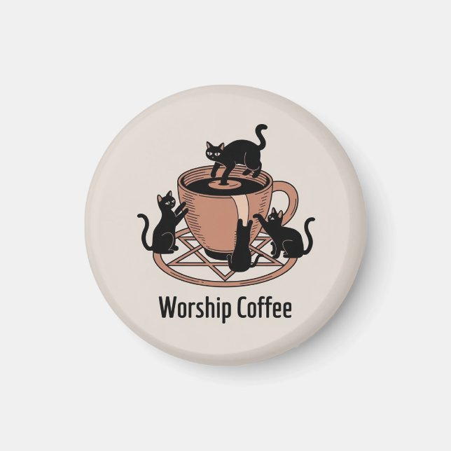 Mörken Lord Cats Worship Coffee, Worship Coffee Magnet (Framsidan)