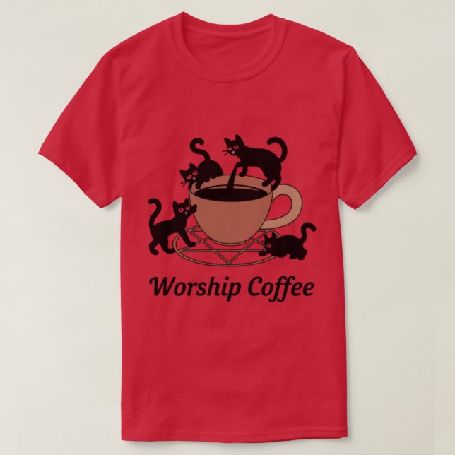 Mörken Lord Cats Worship Coffee, Worship Coffee T Shirt (Design framsida)