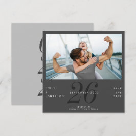 Mörken Modern Number Date Photo Grått Spara datum Datumet