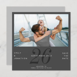 Mörken Modern Number Date Photo Grått Spara datum Spara Datumet