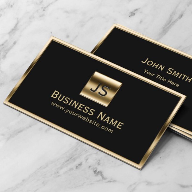 Mörken Monogram Initialer Guld Professionell  Visitkort (Skapare uppladdad)