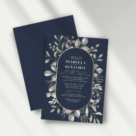 Mörken Muted Greenery Oval Navy Bröllop Ro Guld