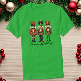 Mörken Nutcracker Soldiers Lycklig Helgdag T Shirt