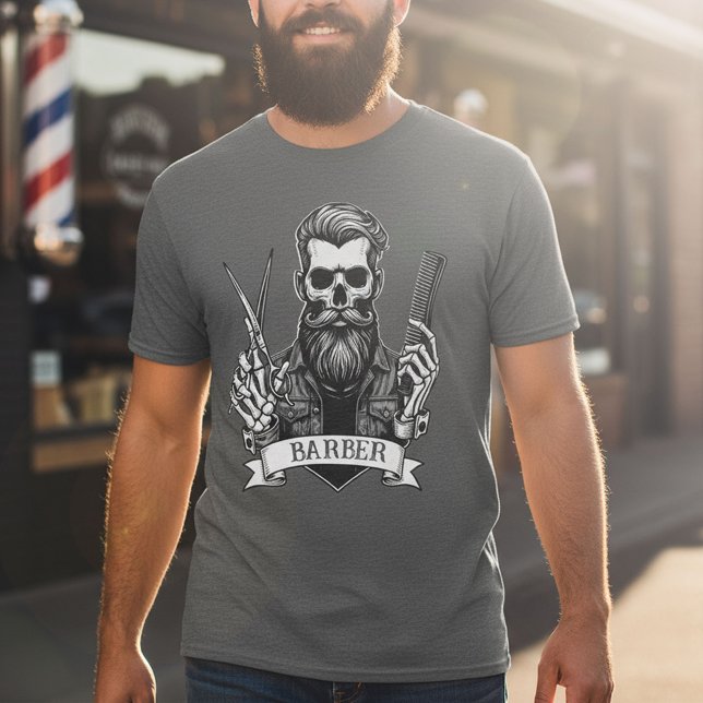 Mörken Professionell i Stylist- Barber Skull T Shirt (Skapare uppladdad)