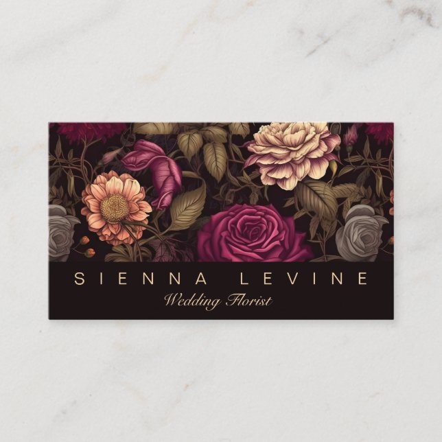 Mörken Red Cream Black Flowers (Röda gräddan Blomm Visitkort (Framsida)