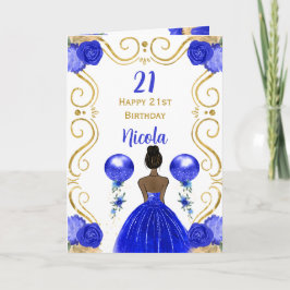 Mörken Skin Princess Blue Grattis på födelsedagen Kort