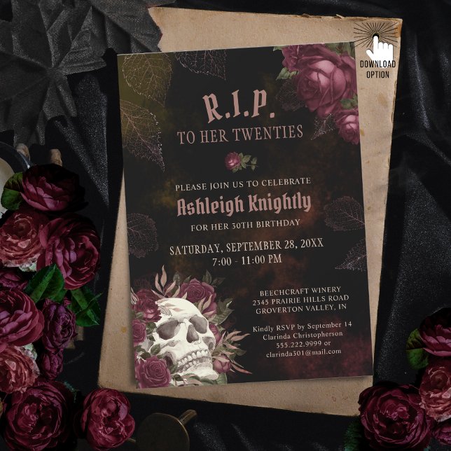 Mörken Skull och Ro RIP 20 Inbjudningar (Skapare uppladdad)