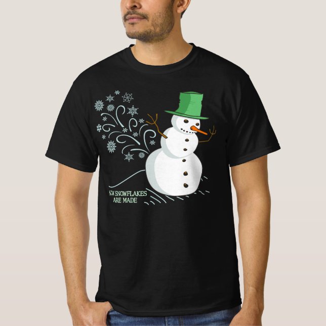 Mörken Snögubbe Farts Snöflingor T Shirt (Framsida)