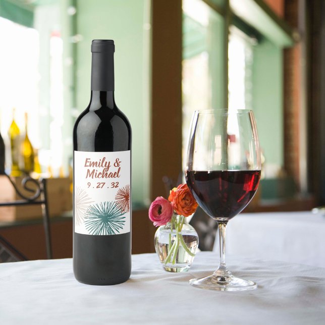 Mörken Teal Copper Bisque för modern Abstrakt Vinflaska Etikett (Skapare uppladdad)