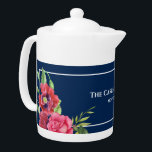 Mörken Vattenfärg Röd och Rosa Flowers  Navy<br><div class="desc">Baserat på min vattenfärgsillustration av rödvallmo och rosa ros. En vacker arrangemang av ömtåliga sommarstugblommor över marin blå mörk. Anpassade i Zazzle med dina egna texter för personlig design. Checka ut min butik för matchande artiklar!</div>