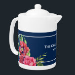 Mörken Vattenfärg Röd och Rosa Flowers  Navy<br><div class="desc">Baserat på min vattenfärgsillustration av rödvallmo och rosa ros. En vacker arrangemang av ömtåliga sommarstugblommor över marin blå mörk. Anpassade i Zazzle med dina egna texter för personlig design. Checka ut min butik för matchande artiklar!</div>