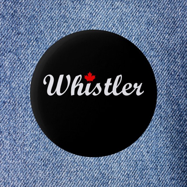 Mörken Whistler Canada Script Text Maple Löv Knapp (Skapare uppladdad)