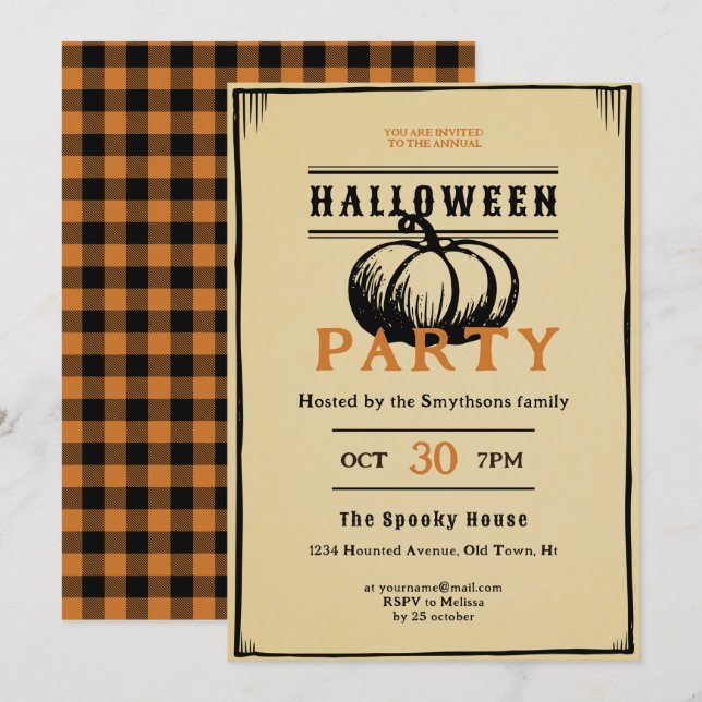 mörkens akademiska vintage inbjudningar (Fram/baksida)