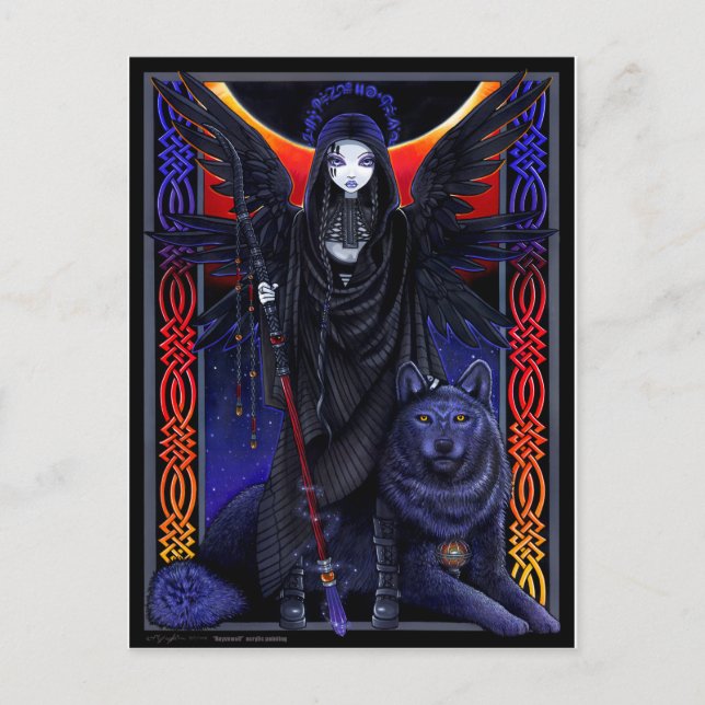 Mörkens ängel och varg. Rayvnaven av Myka Jelina Vykort (Framsida)