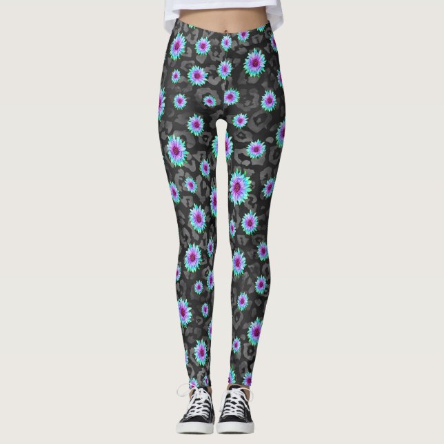 MÖRKENS BLOMMIGT LEGGINGS (Framsida)