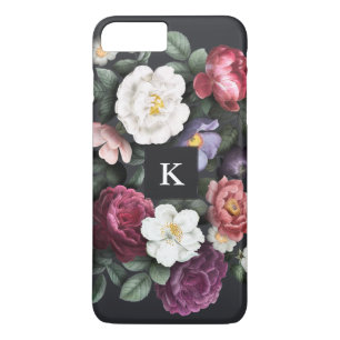 Mörkens Blommigt på svart Monogram