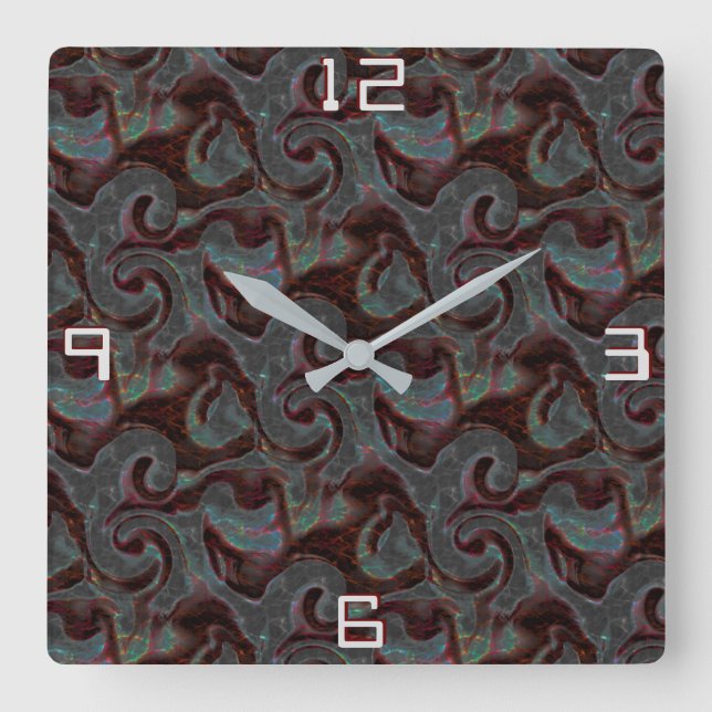 Mörkens färgad delar och linjer i spiral fyrkantig klocka (Framsida)