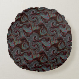 Mörkens färgad, spiral-delar och glödstroppar rund kudde