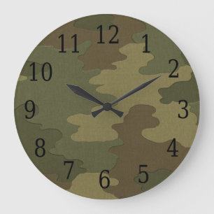 Mörkens kamouflage Round Clock Stor Klocka