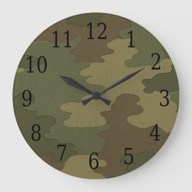 Mörkens kamouflage Round Clock Stor Klocka (Framsida)