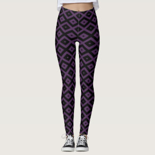 Mörkens lila och svart diamant mönster leggings