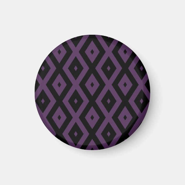 Mörkens lila och svart diamant mönster magnet (Framsidan)