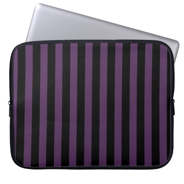 Mörkens lila och svart rand laptop fodral (Framsidan)