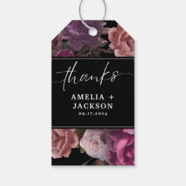 Mörkens moody blommigt för burgundsmaronbröllop presentetikett