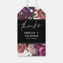 Mörkens moody blommigt för burgundsmaronbröllop presentetikett