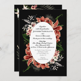 Mörkens Moody bröllopsinbjudan QR-kod Botaniskt Inbjudningar