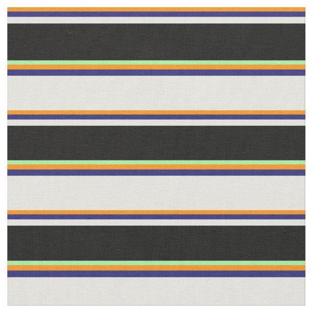 Mörkens Orange, Midnight Blue, Beige, Black & Grön Tyg (Närbild)