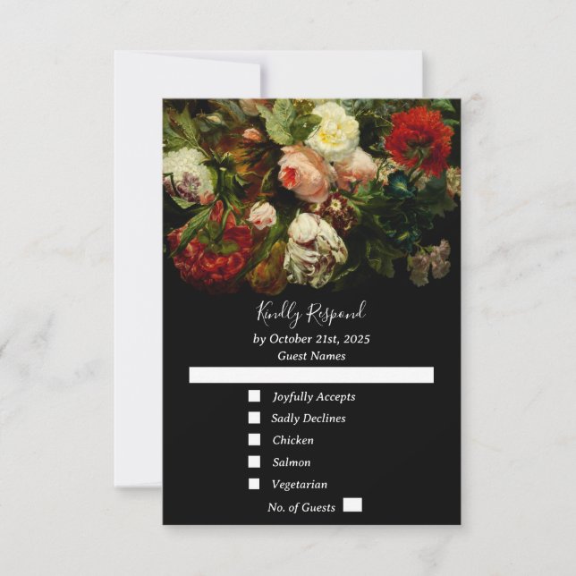 Mörkens romantiska moody elegant blommigt bröllop OSA kort (Framsida)