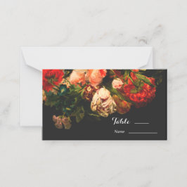 Mörkens romantiska moody elegant blommigt bröllop placeringskort