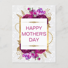 Mörkens Rosa och Lila blommor Mors dag Vykort