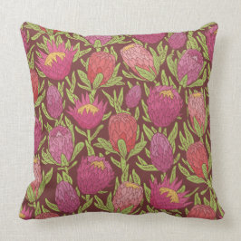 Mörkens Rosa och Violet Proteas Tropica Dekorativ Kudde