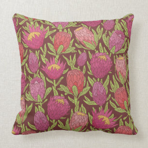 Mörkens Rosa och Violet Proteas Tropica Dekorativ  Kudde