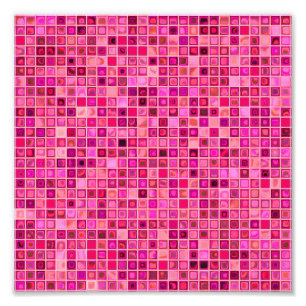 Mörkens Rosa "Watery" Mosaic Tile Mönster Fototryck